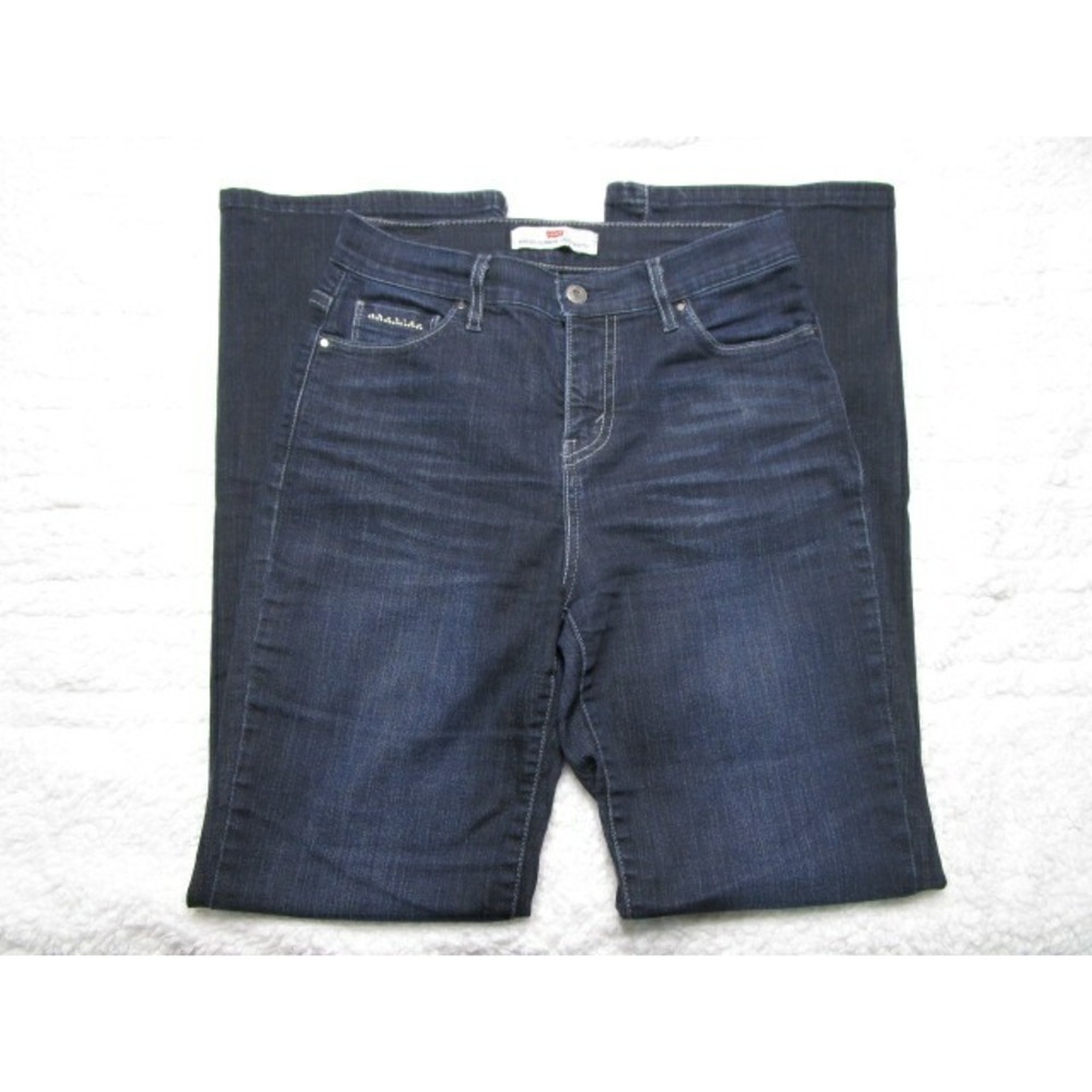 Levis 512 Perfectly Slimming Bootcut Size 6M Womens Jeans Dark Wash Jeweled Mid